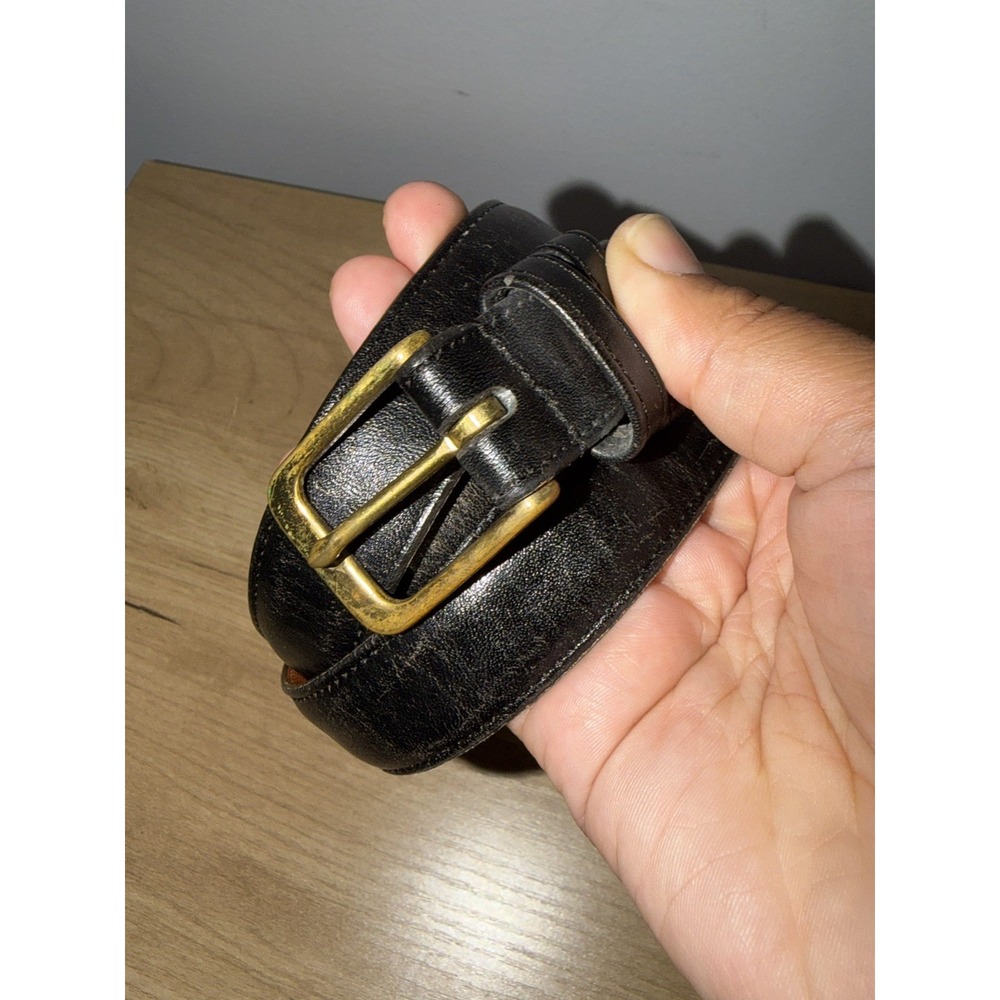Coach 5700 Black Leather Belt Classic Size 36/85 Burnished Cowhide Solid Brass